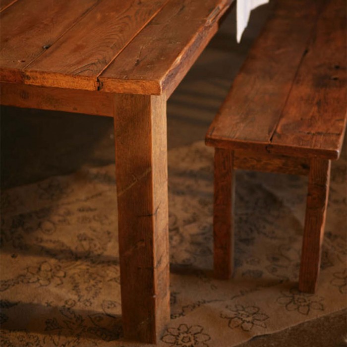 Antique Pine Farmhouse Table and Bench