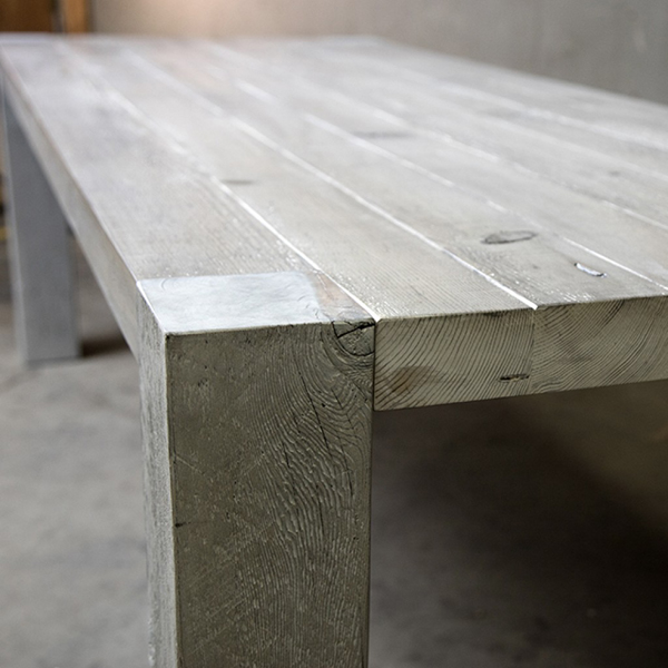 Porter Table in 3X Silver Pine - Leg View