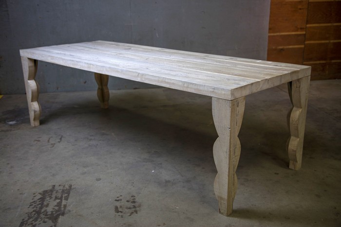 Scallop Leg Table in Silver Pine
