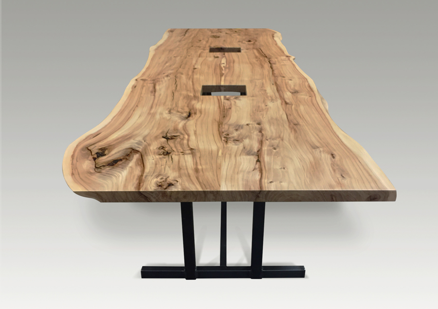 Elm Conference Table with Live Edge and Data Management