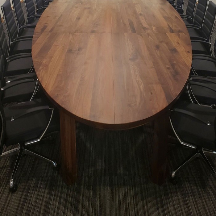 Walnut Oval Conference Table Installed in Office