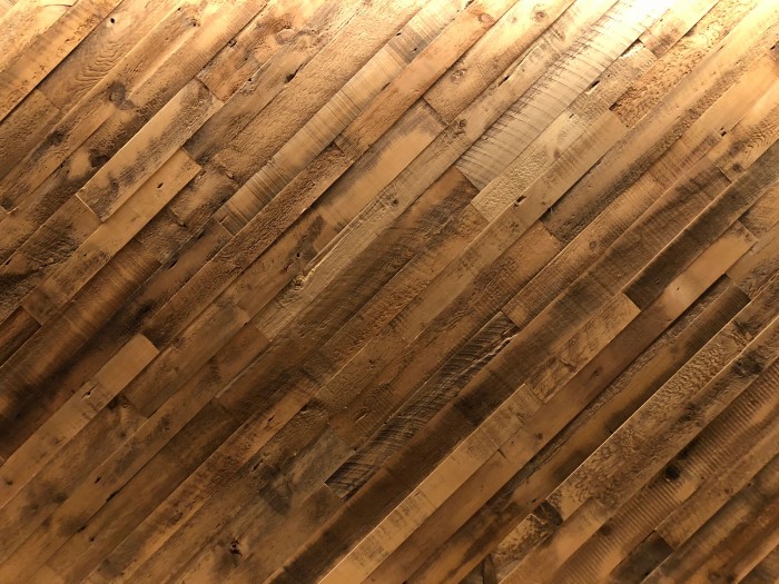 Reclaimed Rough Back Cladding on Wall Inside Fiserv Forum