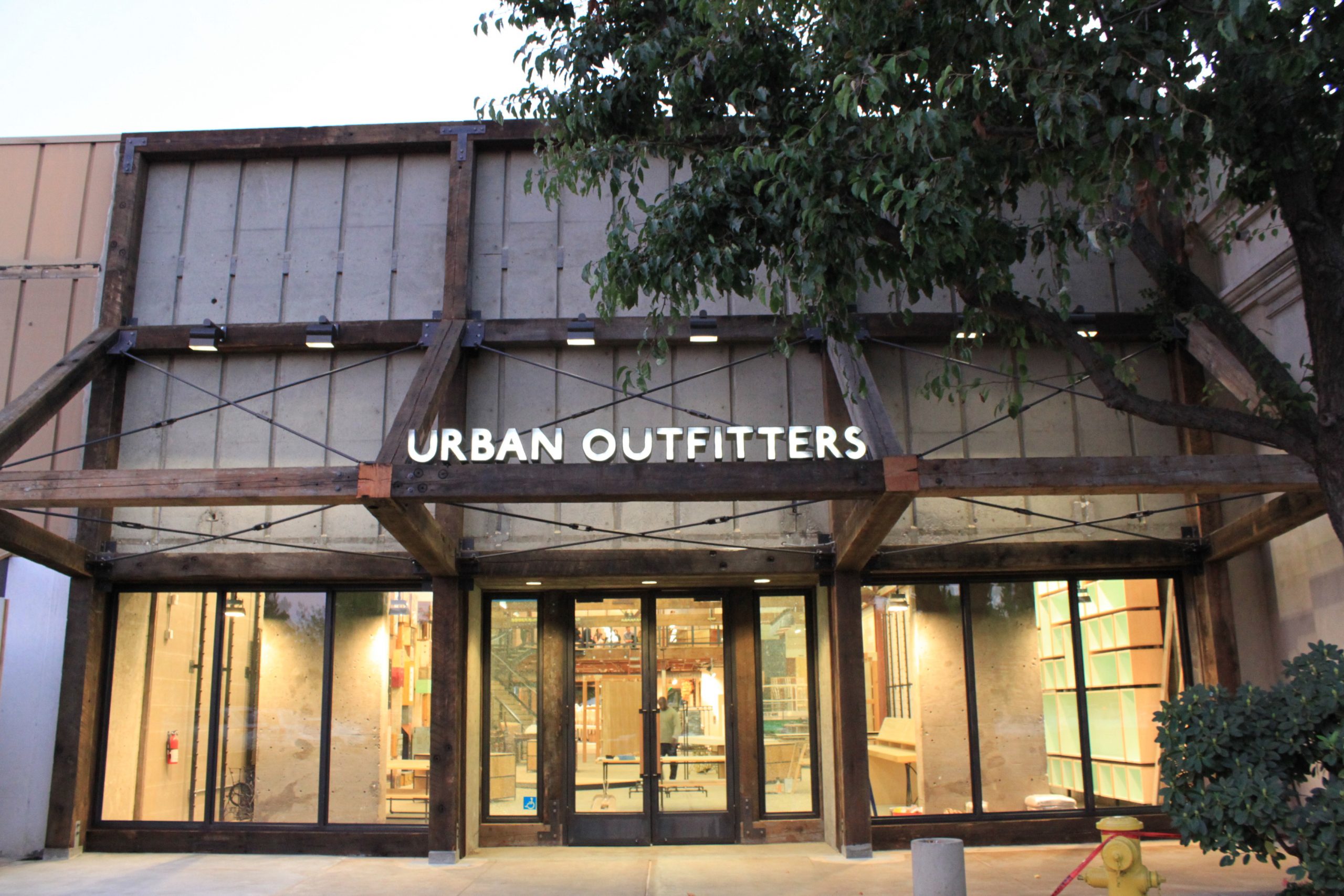Reclaimed Timbers on Exterior of Retail Store Urban Outfitters Palo Alto California