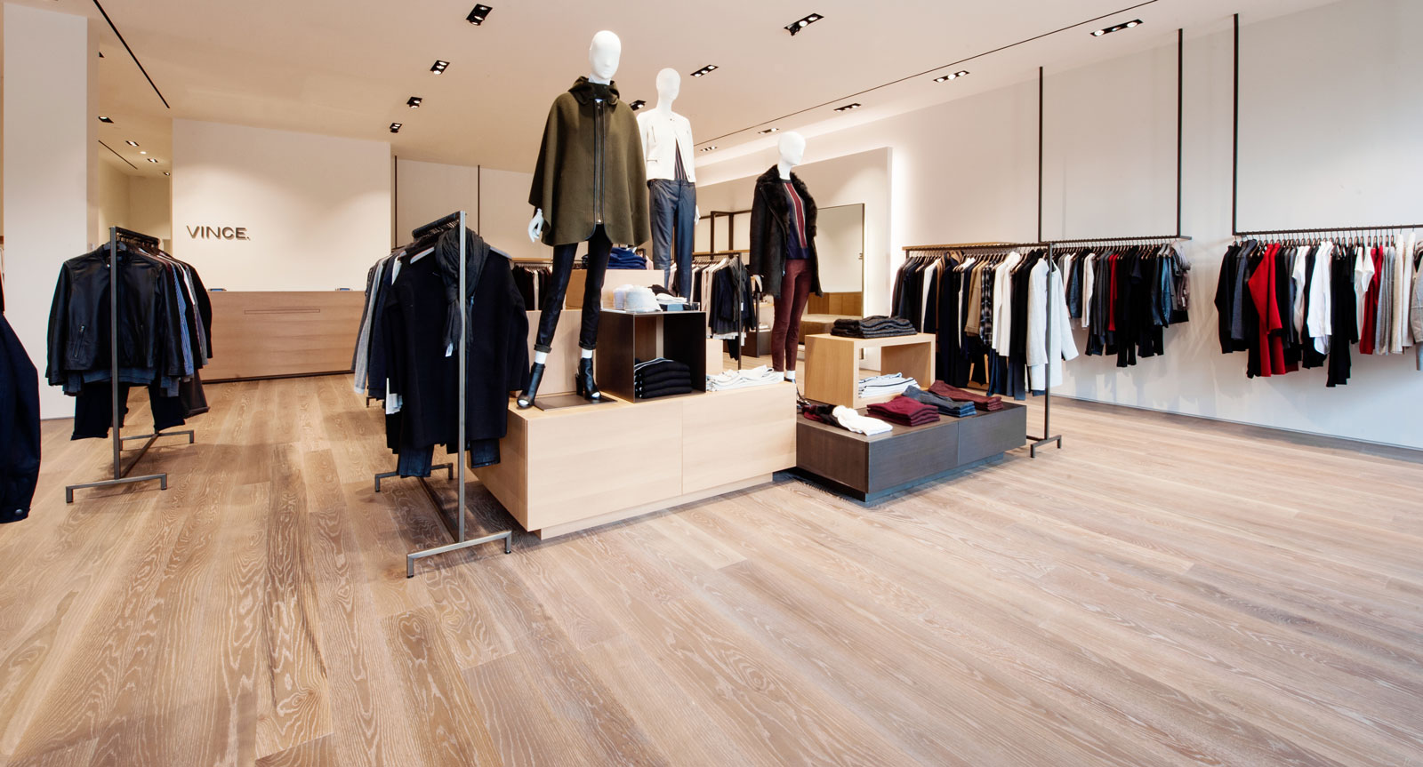 white oak flooring high end retail store design