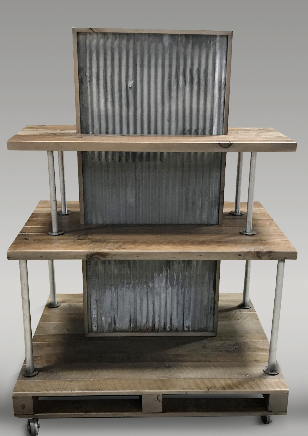 Reclaimed Wood and Galvanized Metal Clothing Display